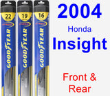 Front & Rear Wiper Blade Pack for 2004 Honda Insight - Hybrid