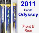 Front & Rear Wiper Blade Pack for 2011 Honda Odyssey - Hybrid