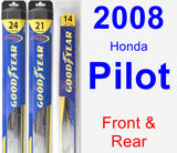 Front & Rear Wiper Blade Pack for 2008 Honda Pilot - Hybrid