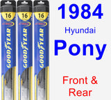 Front & Rear Wiper Blade Pack for 1984 Hyundai Pony - Hybrid