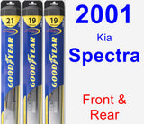 Front & Rear Wiper Blade Pack for 2001 Kia Spectra - Hybrid