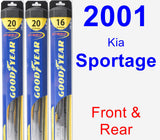 Front & Rear Wiper Blade Pack for 2001 Kia Sportage - Hybrid