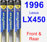 Front & Rear Wiper Blade Pack for 1996 Lexus LX450 - Hybrid