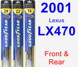 Front & Rear Wiper Blade Pack for 2001 Lexus LX470 - Hybrid