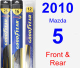 Front & Rear Wiper Blade Pack for 2010 Mazda 5 - Hybrid