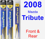 Front & Rear Wiper Blade Pack for 2008 Mazda Tribute - Hybrid