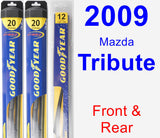 Front & Rear Wiper Blade Pack for 2009 Mazda Tribute - Hybrid