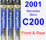 Front & Rear Wiper Blade Pack for 2001 Mercedes-Benz C200 - Hybrid