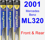 Front & Rear Wiper Blade Pack for 2001 Mercedes-Benz ML320 - Hybrid