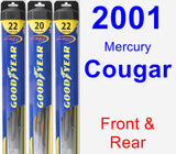 Front & Rear Wiper Blade Pack for 2001 Mercury Cougar - Hybrid