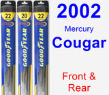 Front & Rear Wiper Blade Pack for 2002 Mercury Cougar - Hybrid