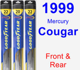 Front & Rear Wiper Blade Pack for 1999 Mercury Cougar - Hybrid