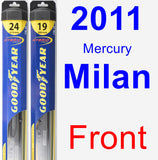 Front Wiper Blade Pack for 2011 Mercury Milan - Hybrid