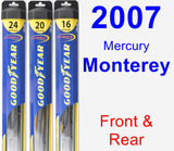 Front & Rear Wiper Blade Pack for 2007 Mercury Monterey - Hybrid