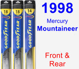 Front & Rear Wiper Blade Pack for 1998 Mercury Mountaineer - Hybrid