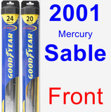 Front Wiper Blade Pack for 2001 Mercury Sable - Hybrid