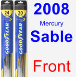 Front Wiper Blade Pack for 2008 Mercury Sable - Hybrid