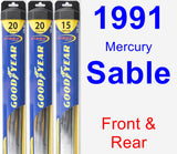 Front & Rear Wiper Blade Pack for 1991 Mercury Sable - Hybrid