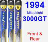 Front & Rear Wiper Blade Pack for 1994 Mitsubishi 3000GT - Hybrid