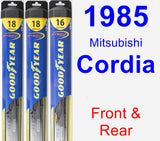 Front & Rear Wiper Blade Pack for 1985 Mitsubishi Cordia - Hybrid