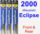 Front & Rear Wiper Blade Pack for 2000 Mitsubishi Eclipse - Hybrid