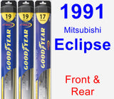 Front & Rear Wiper Blade Pack for 1991 Mitsubishi Eclipse - Hybrid