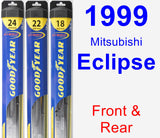 Front & Rear Wiper Blade Pack for 1999 Mitsubishi Eclipse - Hybrid