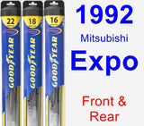 Front & Rear Wiper Blade Pack for 1992 Mitsubishi Expo - Hybrid