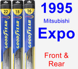 Front & Rear Wiper Blade Pack for 1995 Mitsubishi Expo - Hybrid