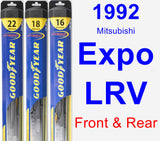 Front & Rear Wiper Blade Pack for 1992 Mitsubishi Expo LRV - Hybrid