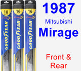 Front & Rear Wiper Blade Pack for 1987 Mitsubishi Mirage - Hybrid