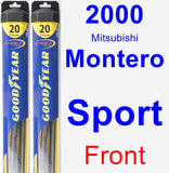 Front Wiper Blade Pack for 2000 Mitsubishi Montero Sport - Hybrid