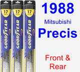 Front & Rear Wiper Blade Pack for 1988 Mitsubishi Precis - Hybrid