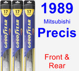 Front & Rear Wiper Blade Pack for 1989 Mitsubishi Precis - Hybrid