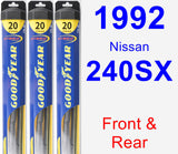 Front & Rear Wiper Blade Pack for 1992 Nissan 240SX - Hybrid