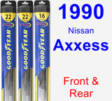 Front & Rear Wiper Blade Pack for 1990 Nissan Axxess - Hybrid