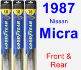 Front & Rear Wiper Blade Pack for 1987 Nissan Micra - Hybrid