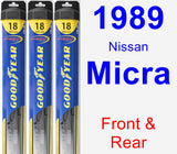 Front & Rear Wiper Blade Pack for 1989 Nissan Micra - Hybrid