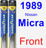 Front Wiper Blade Pack for 1989 Nissan Micra - Hybrid