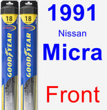 Front Wiper Blade Pack for 1991 Nissan Micra - Hybrid