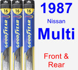 Front & Rear Wiper Blade Pack for 1987 Nissan Multi - Hybrid