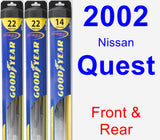 Front & Rear Wiper Blade Pack for 2002 Nissan Quest - Hybrid