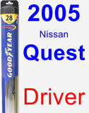 Driver Wiper Blade for 2005 Nissan Quest - Hybrid