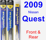 Front & Rear Wiper Blade Pack for 2009 Nissan Quest - Hybrid