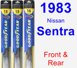 Front & Rear Wiper Blade Pack for 1983 Nissan Sentra - Hybrid