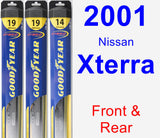 Front & Rear Wiper Blade Pack for 2001 Nissan Xterra - Hybrid