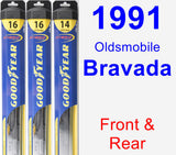 Front & Rear Wiper Blade Pack for 1991 Oldsmobile Bravada - Hybrid