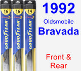 Front & Rear Wiper Blade Pack for 1992 Oldsmobile Bravada - Hybrid