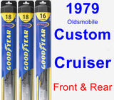 Front & Rear Wiper Blade Pack for 1979 Oldsmobile Custom Cruiser - Hybrid