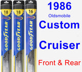 Front & Rear Wiper Blade Pack for 1986 Oldsmobile Custom Cruiser - Hybrid